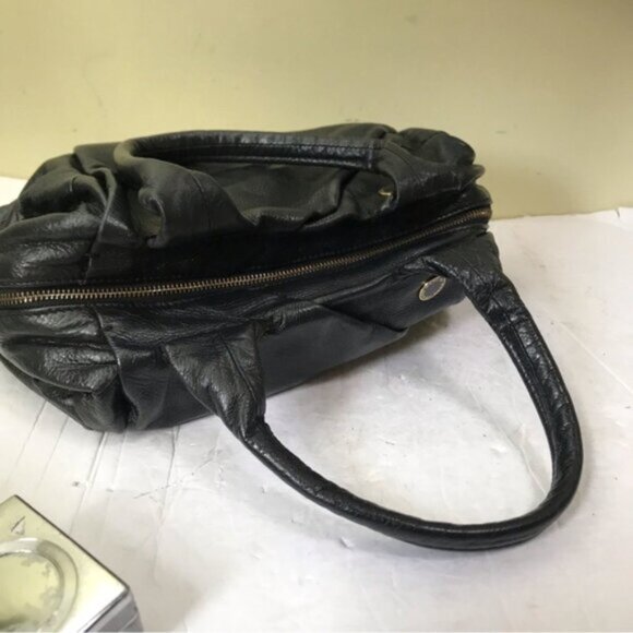 Marc By Marc Jacobs Black Pebble Leather Satchel Bag Shoulder Zipper Logo Hobo - Picture 5 of 16